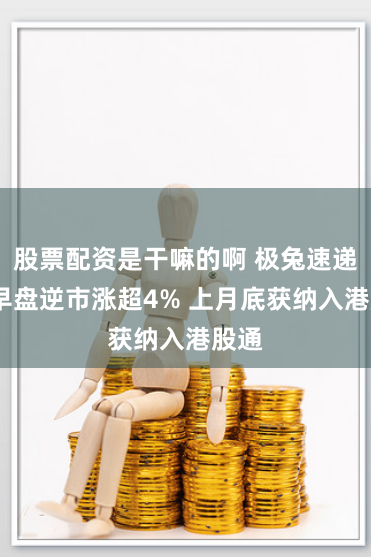 股票配资是干嘛的啊 极兔速递-W早盘逆市涨超4% 上月底获纳入港股通