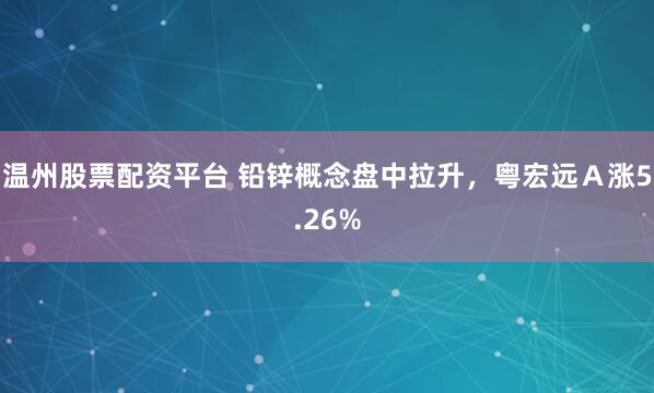 温州股票配资平台 铅锌概念盘中拉升，粤宏远Ａ涨5.26%