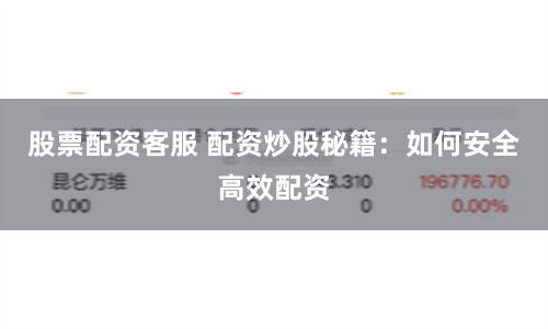 股票配资客服 配资炒股秘籍：如何安全高效配资